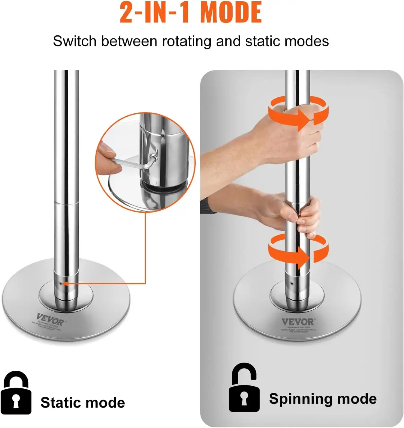 Professional Dancing Pole, Spinning Static Dancing Pole Kit, Portable Removable Pole, 45mm Heavy-Duty Stainless Steel Pole