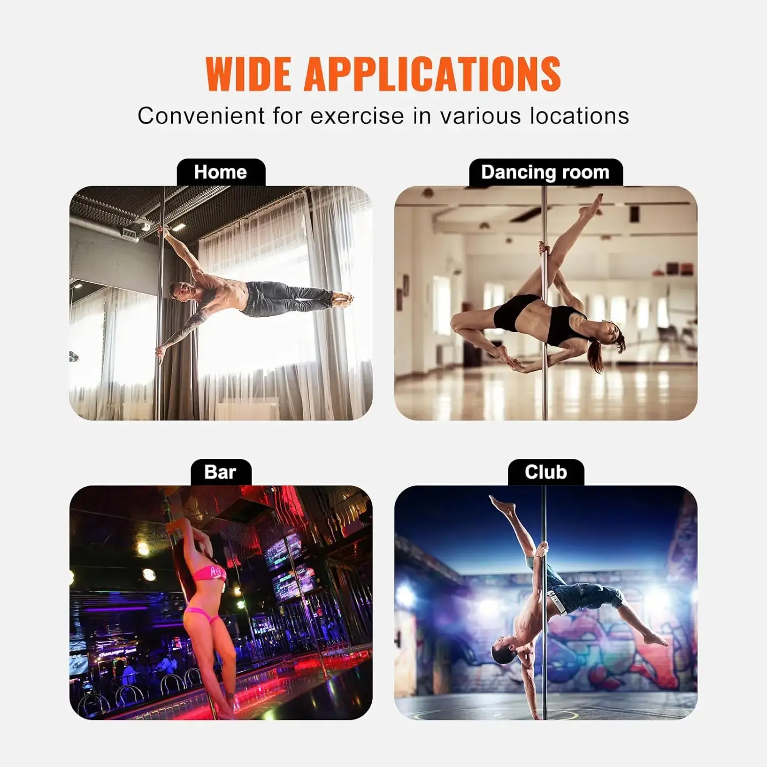 Professional Dancing Pole, Spinning Static Dancing Pole Kit, Portable Removable Pole, 45mm Heavy-Duty Stainless Steel Pole