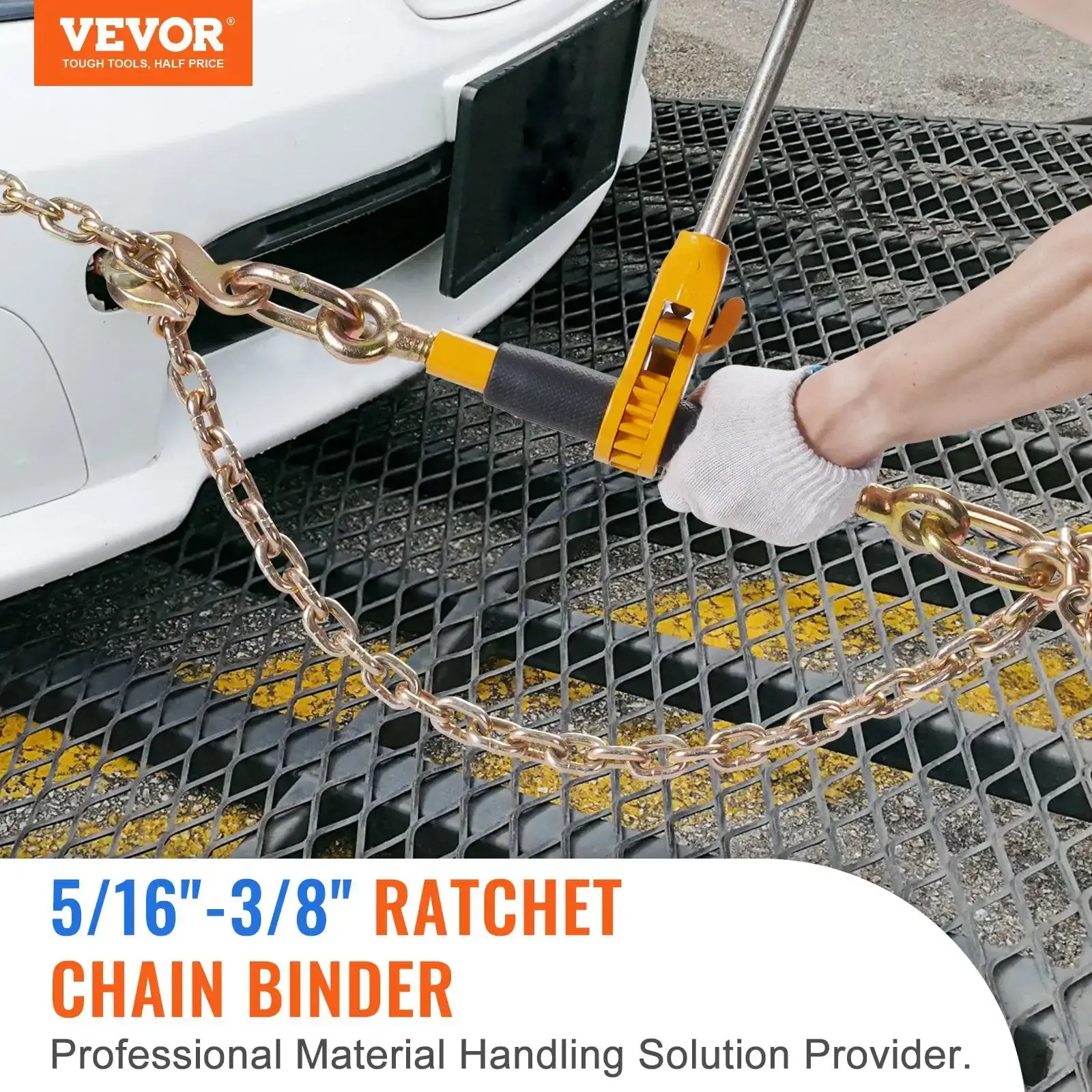 Ratchet Chain Binder, 5/16"-3/8" Heavy Duty Load Binders, with G80 Chains 7100 lbs Secure Load Limit
