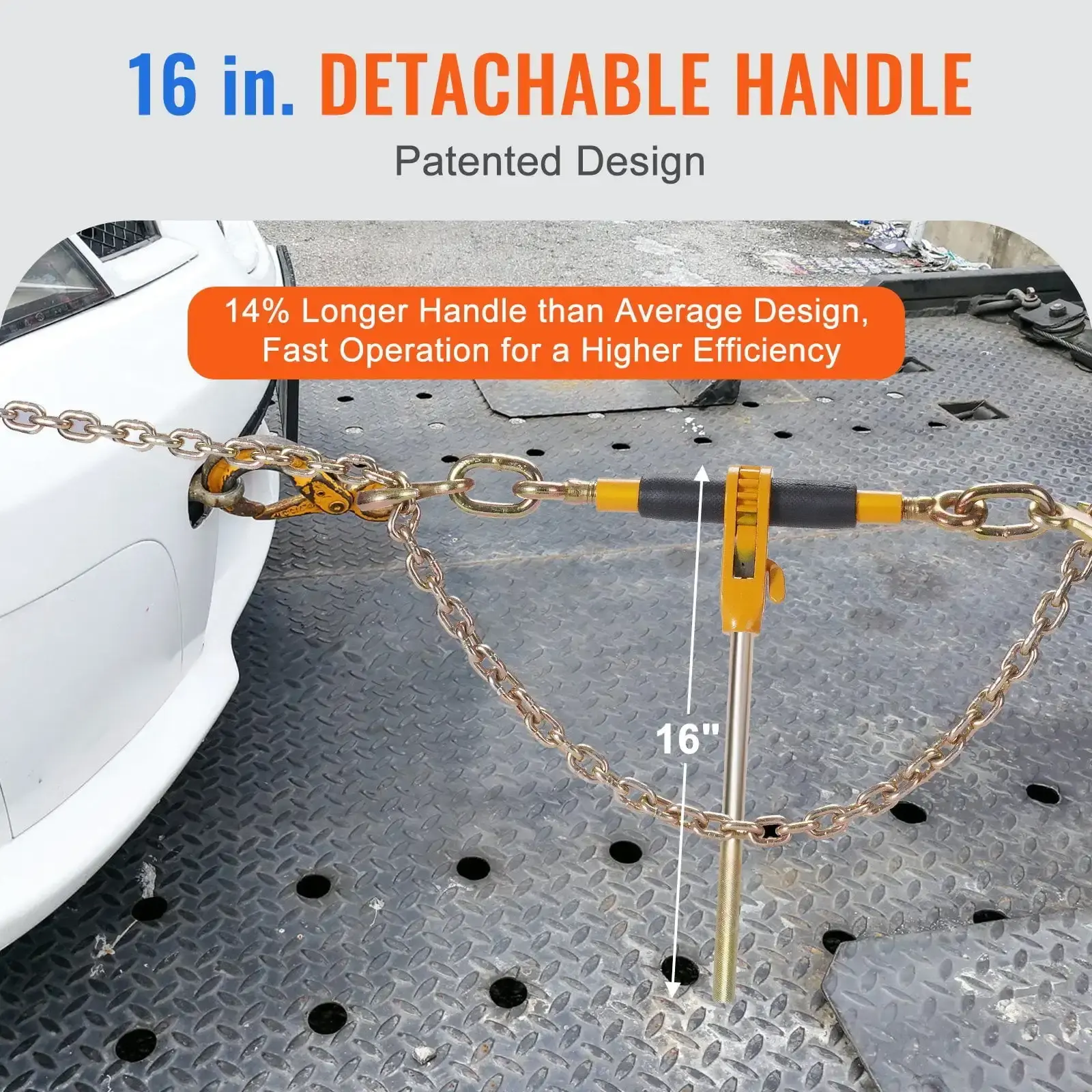 Ratchet Chain Binder, 5/16"-3/8" Heavy Duty Load Binders, with G80 Chains 7100 lbs Secure Load Limit