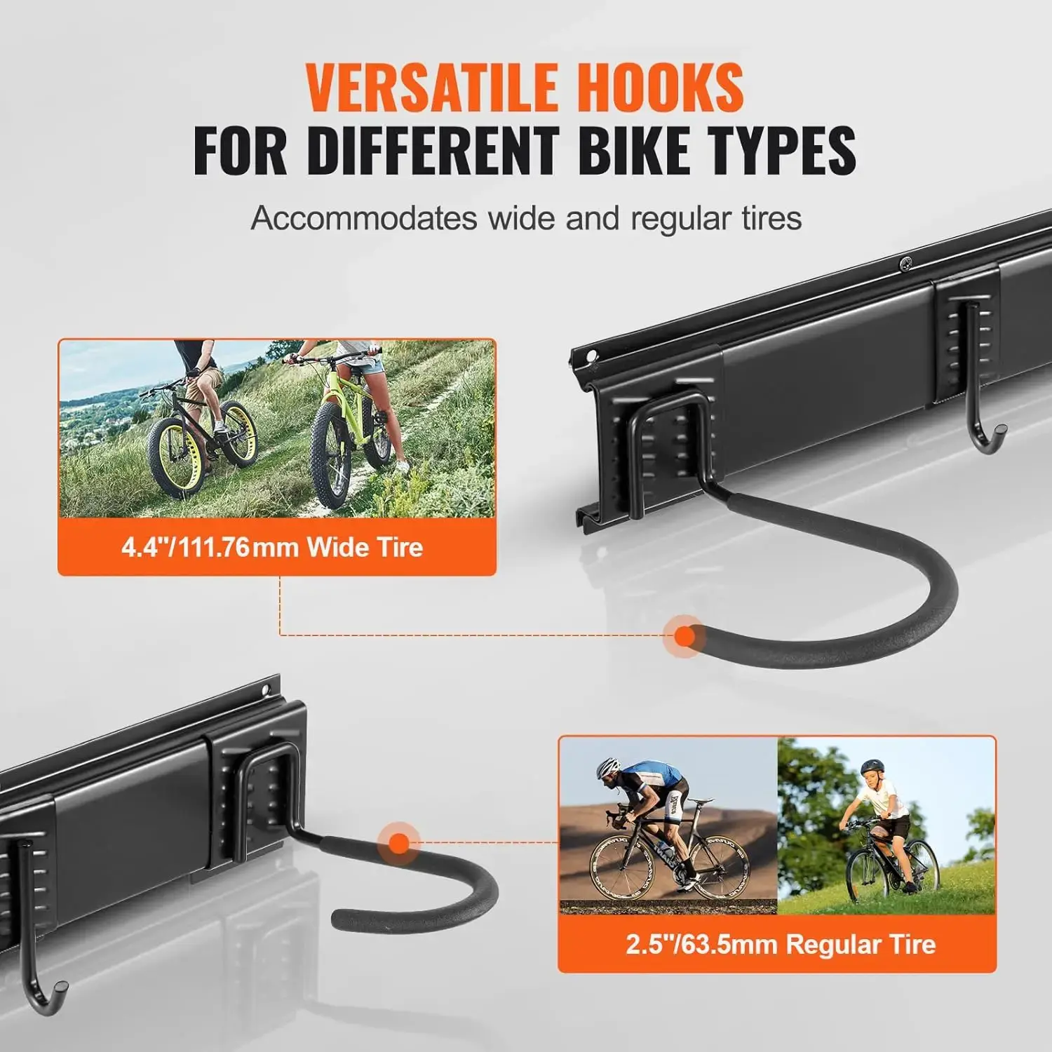 Bike Storage Rack, 6 Bike Racks and 3 Helmets Hooks, Wall Mount Bike Storage Hanger, Home & Garage Organizer