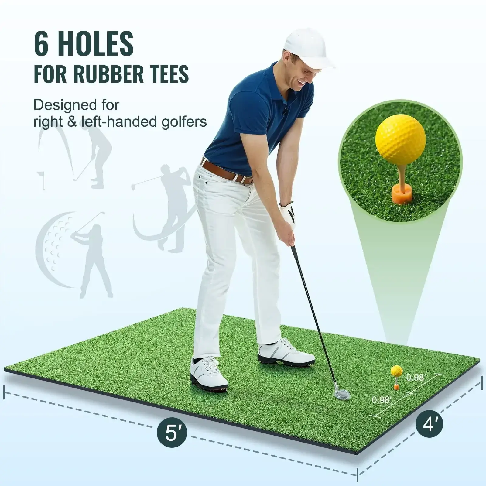 5x4ft Golf Hitting Mat Turf Golf Training Aid Indoor Outdoor Practice