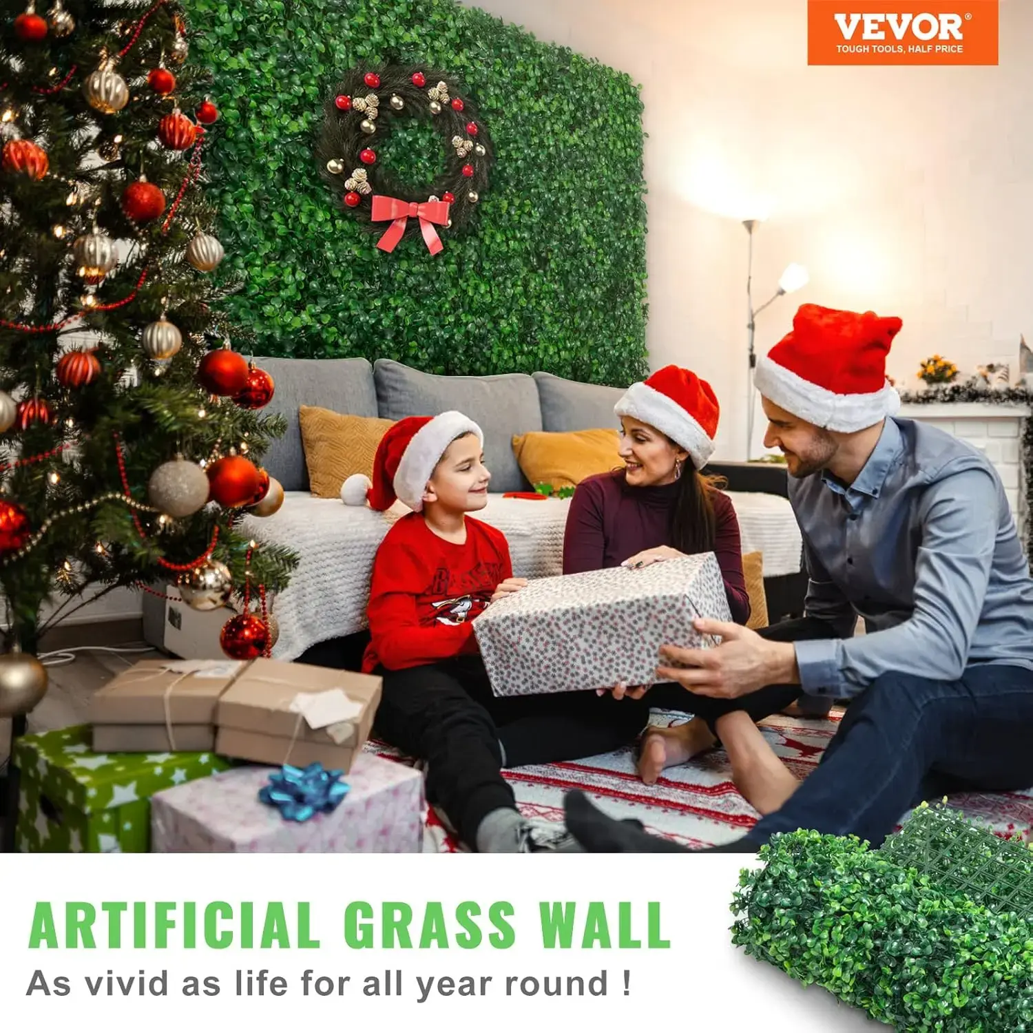 12PCS 24"x16" Grass Wall Panels for 32 SQ Feet, Boxwood Hedge Wall Panels,Artificial Grass Backdrop Wall 1.6"