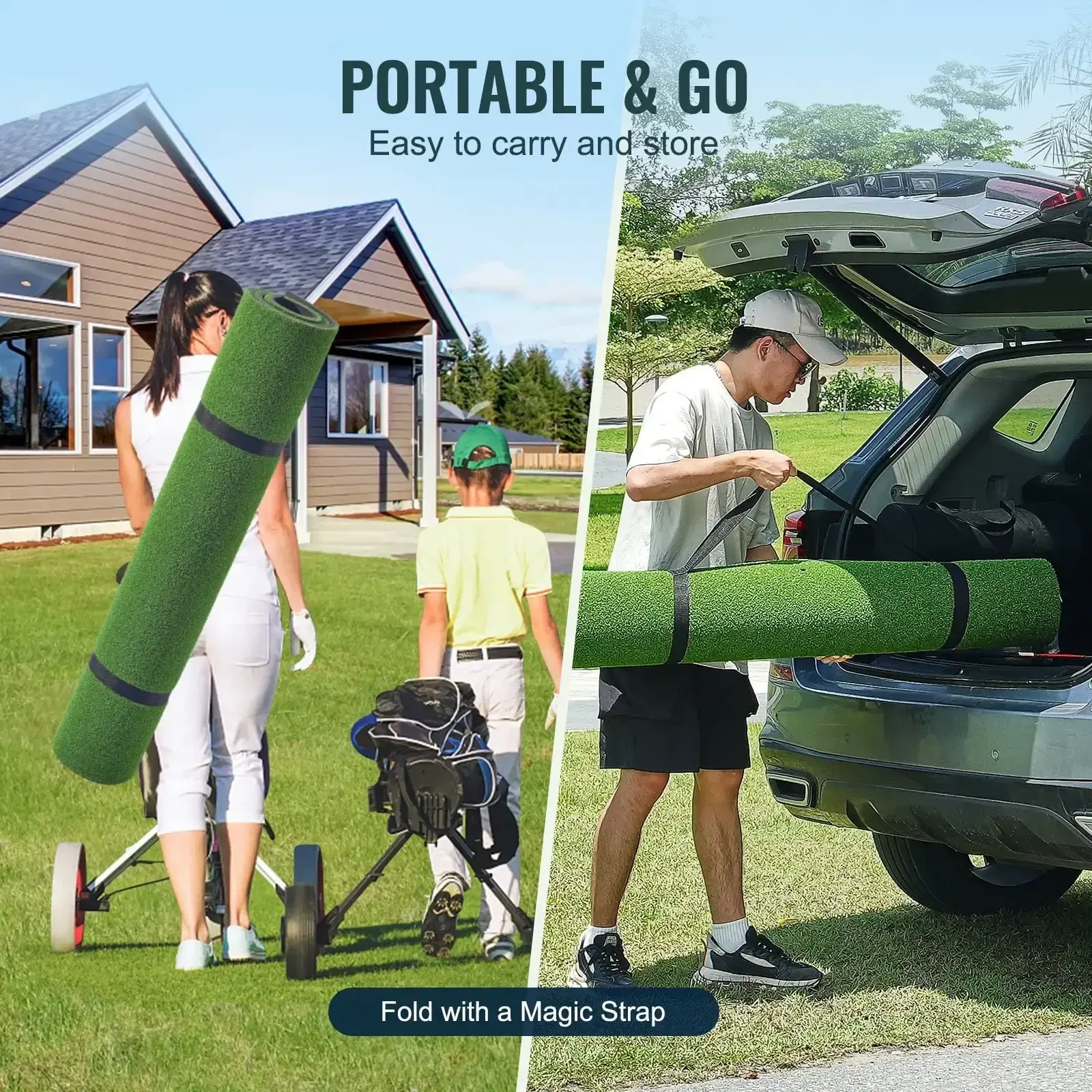5x4ft Golf Hitting Mat Turf Golf Training Aid Indoor Outdoor Practice