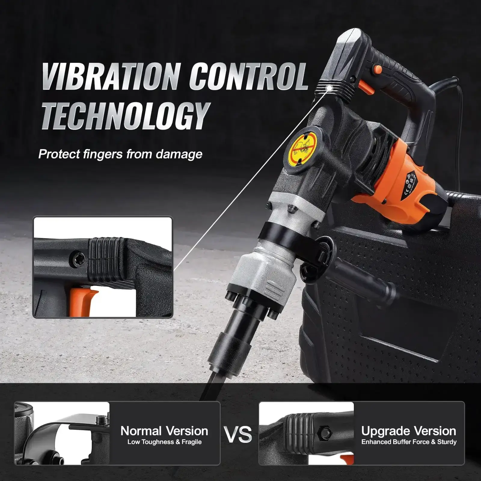 1400W Demolition Jack Hammer - Electric Concrete Breaker with 2 Chisel Bits