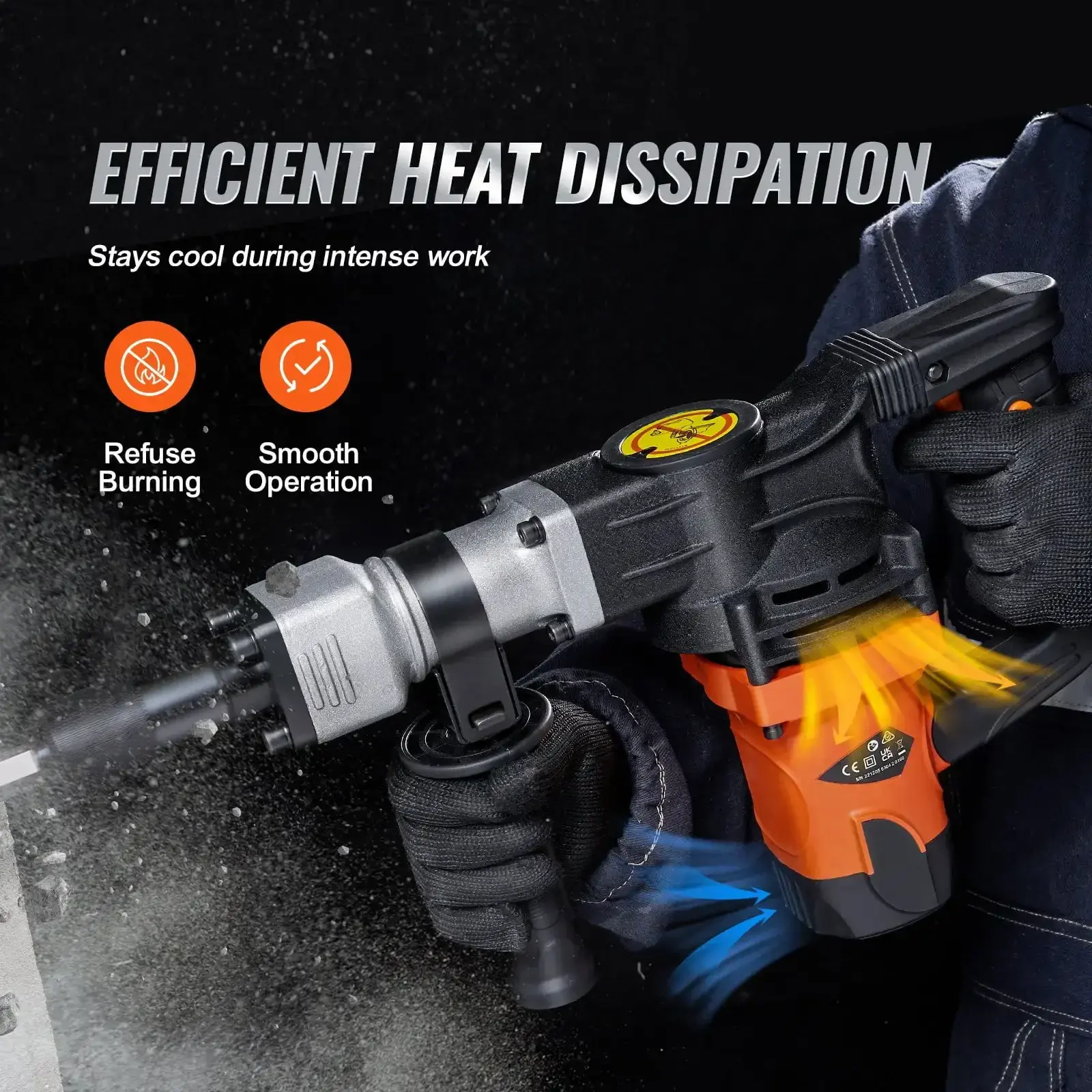 1400W Demolition Jack Hammer - Electric Concrete Breaker with 2 Chisel Bits