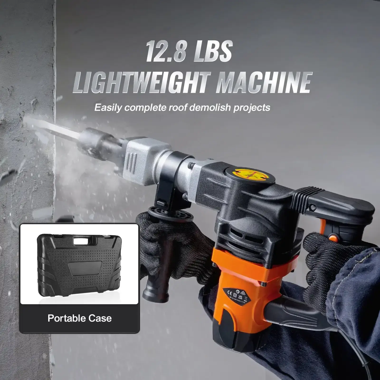 1400W Demolition Jack Hammer - Electric Concrete Breaker with 2 Chisel Bits