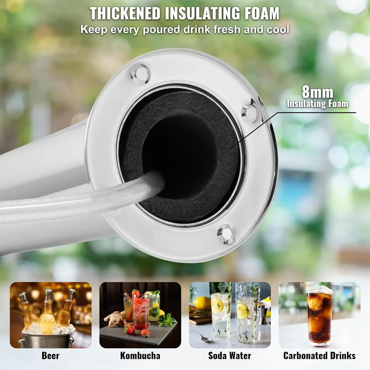 Single Tap Beer Conversion Kit, Stainless Steel Keg Beer Tower Dispenser with Dual Gauge CGA320 Regulator & D-System Keg Coupler