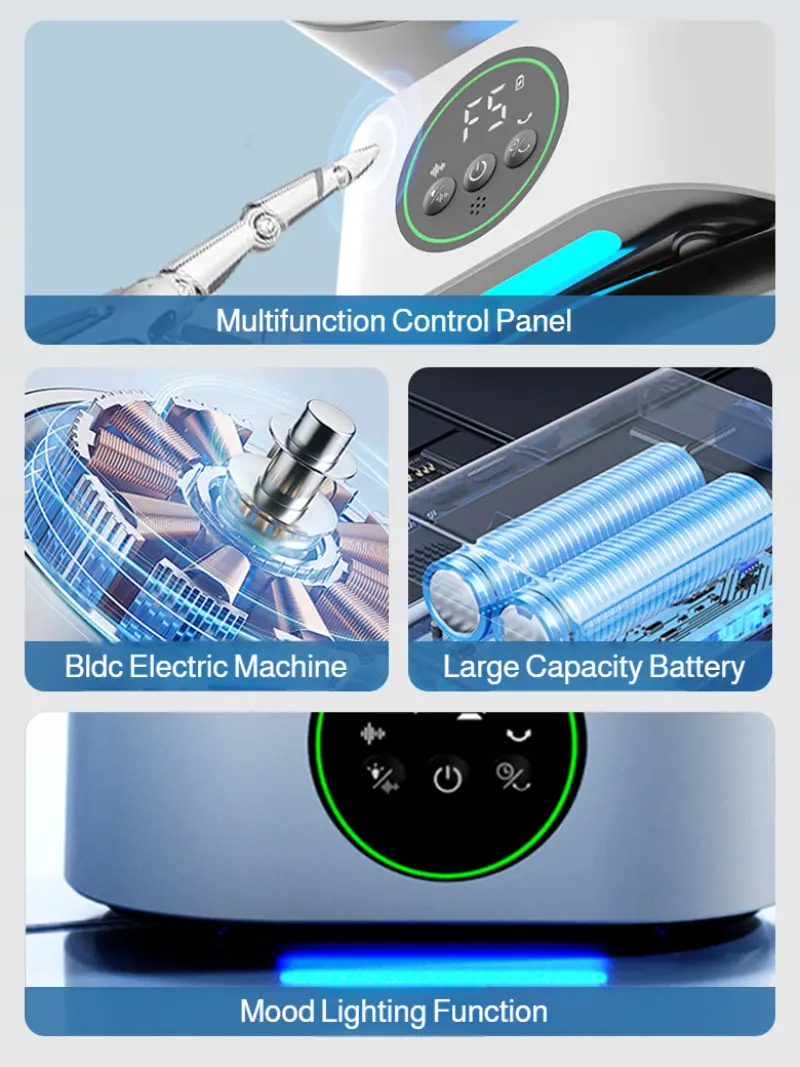 Desktop Shaking Head Fan Intelligent USB  Air Circulation Timing Fan Intelligent Voice Night Light Design Digital Display Fan