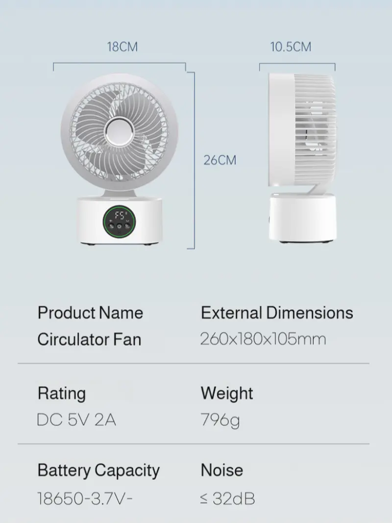 Desktop Shaking Head Fan Intelligent USB  Air Circulation Timing Fan Intelligent Voice Night Light Design Digital Display Fan