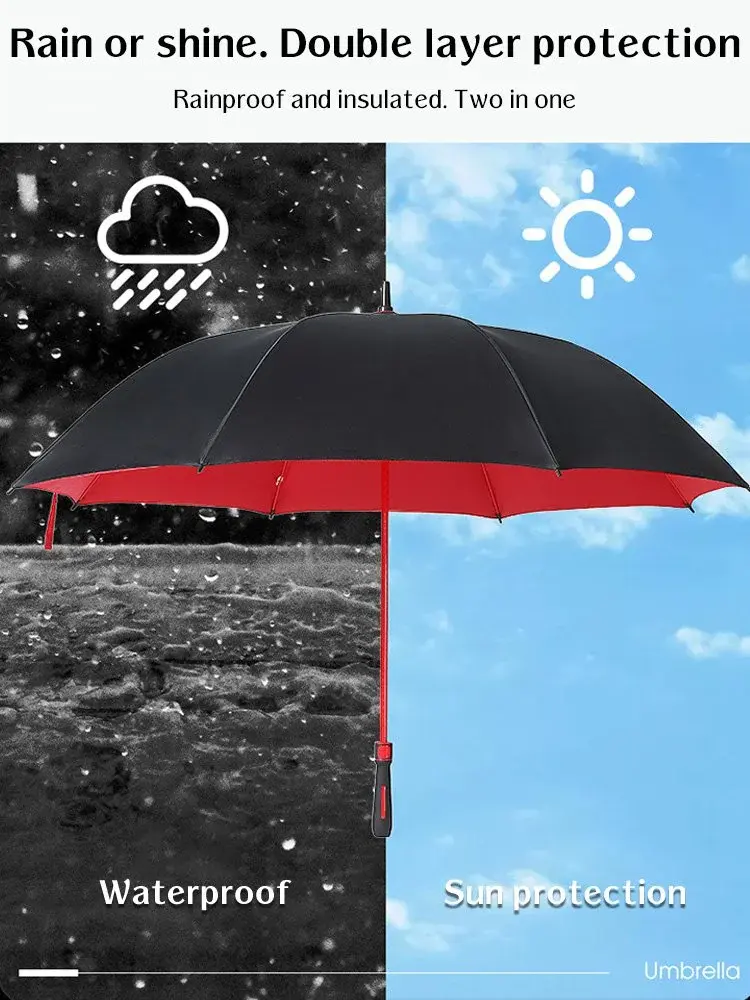 Large Umbrella Long Handle Golf Umbrella Wind Resistant UV Protection Parasol Carbon Fiber Wind-resistant Long-handle Umbrella