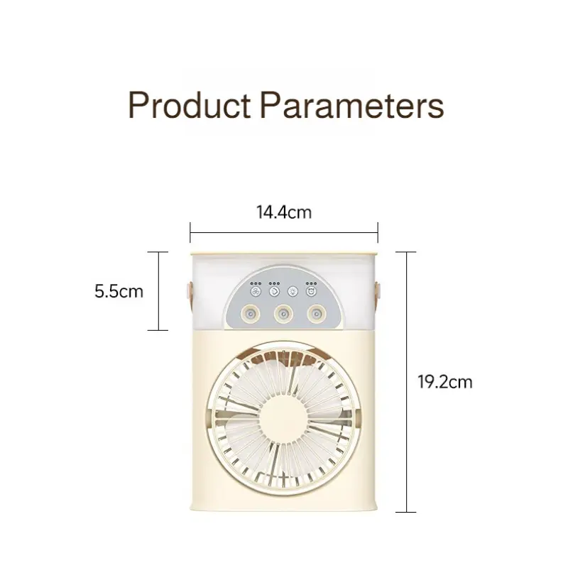 Portable Fan with Nano Spray Function Mini Air Cooler Usb Small Air Conditioner 3-hole Spray Fan Water Cooling With Night Light