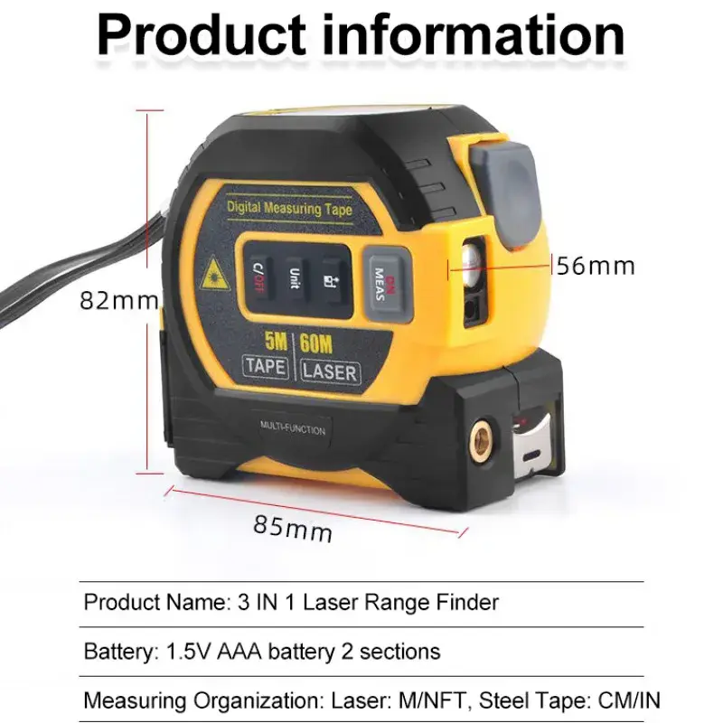 Laser Ruler Rangefinder 5m Tape Measure Ruler Infrared High-precision Intelligent Electronic Ruler Building Distance Meter