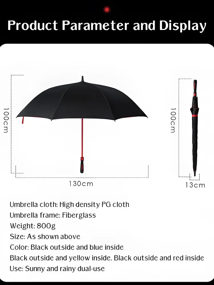 Large Umbrella Long Handle Golf Umbrella Wind Resistant UV Protection Parasol Carbon Fiber Wind-resistant Long-handle Umbrella