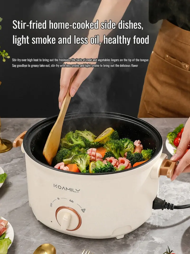 Multifunctional Small Electric Pot with Threespeed Temperature Control  Electric Cooking Pot Household Non-stick Pan Hot Pot