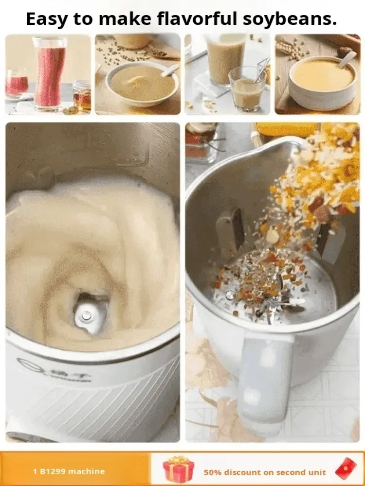 Wall Breaker Portable Soymilk Maker Automatic Soymilk Maker 1200ml  Electric Juicer Blender 4-leaf Blade with Conversion Head