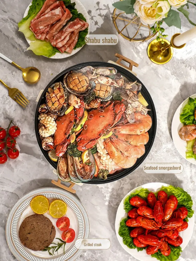 Multifunctional Small Electric Pot with Threespeed Temperature Control  Electric Cooking Pot Household Non-stick Pan Hot Pot