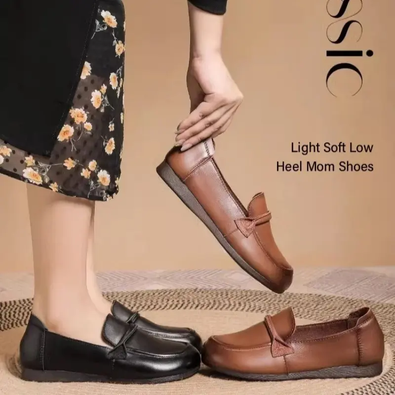 Spring summer and autumn mother's shoes soft shoes calfskin casual swelling comfortable shoes