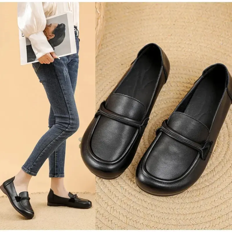 Spring summer and autumn mother's shoes soft shoes calfskin casual swelling comfortable shoes
