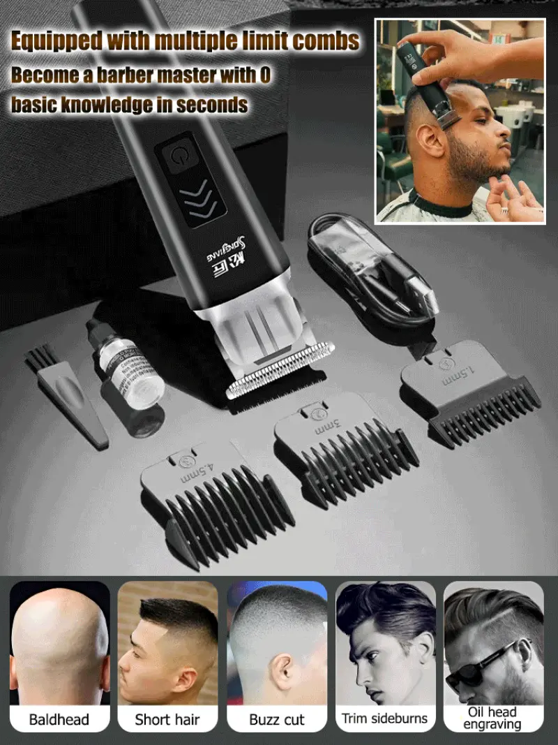 Multifunctional Shaving Hair Clipper Rechargeable Razor Trimmer Stainless Steel Professional Hair Clippers
