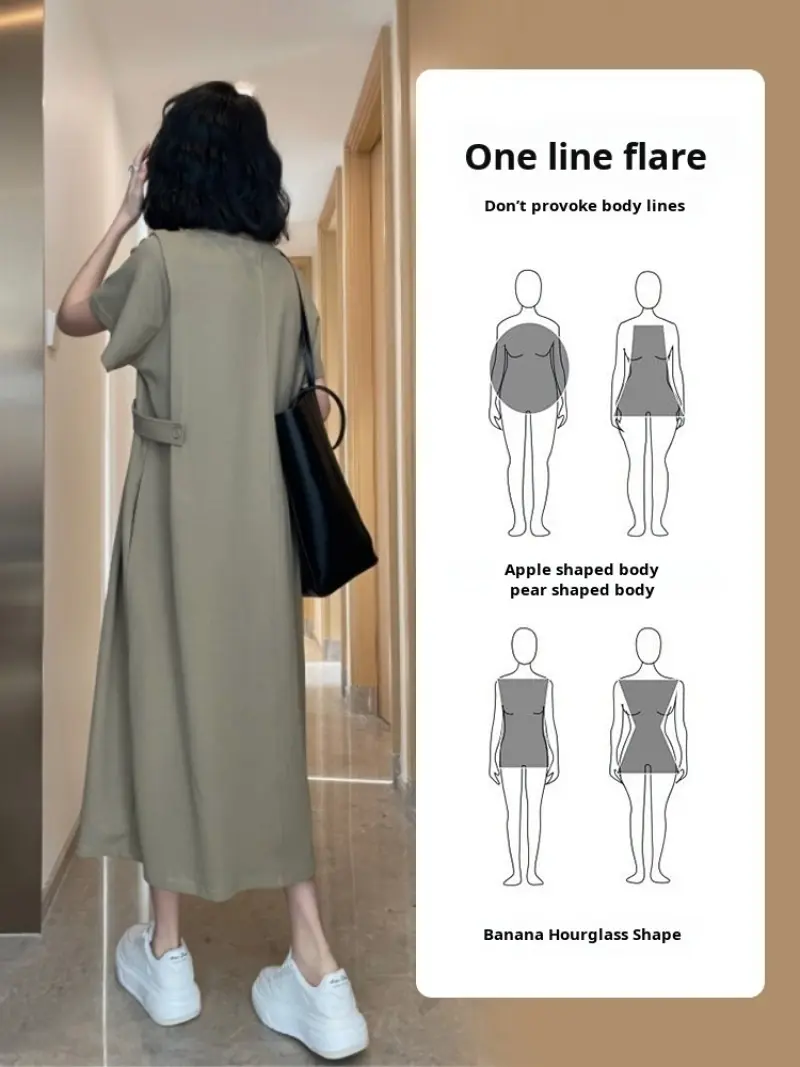 Fat Mm loose thin dress cover belly leisure skirt casual fashion ageing loose big size dresses