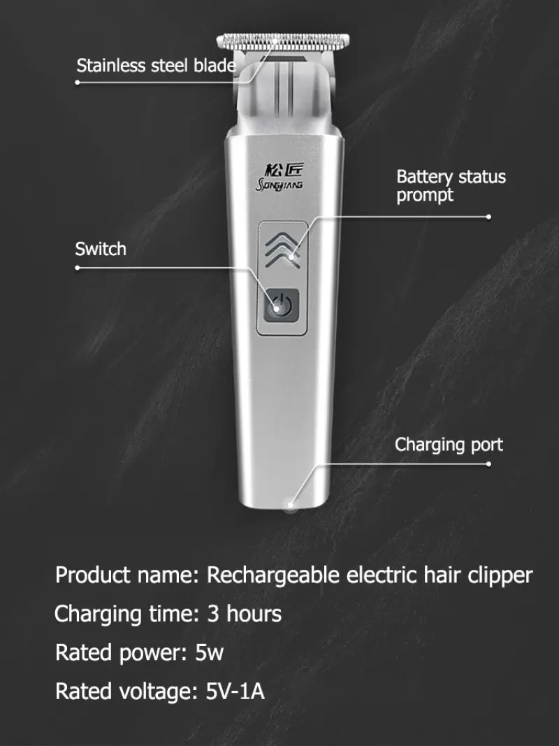 Multifunctional Shaving Hair Clipper Rechargeable Razor Trimmer Stainless Steel Professional Hair Clippers