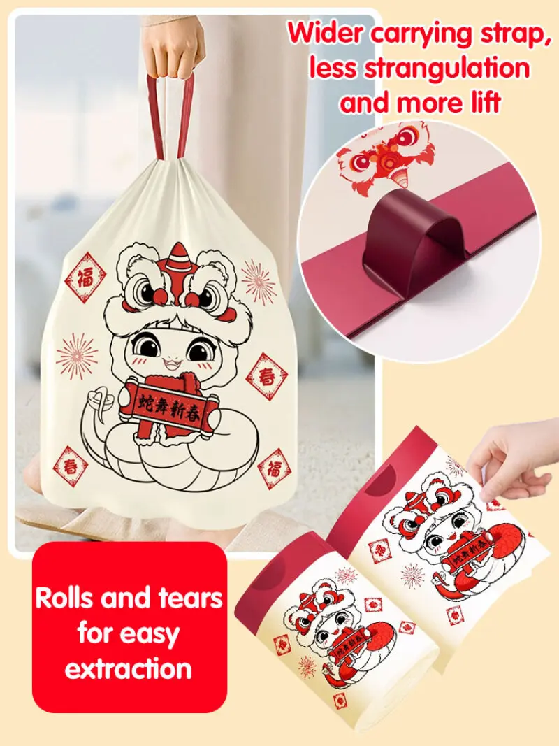 Thickened Osmanthus Fragrance No-Tear Drawstring Garbage Bag Plastic Trash Bag L Dustbin Bags L Rubbish Bag L Bin Liners