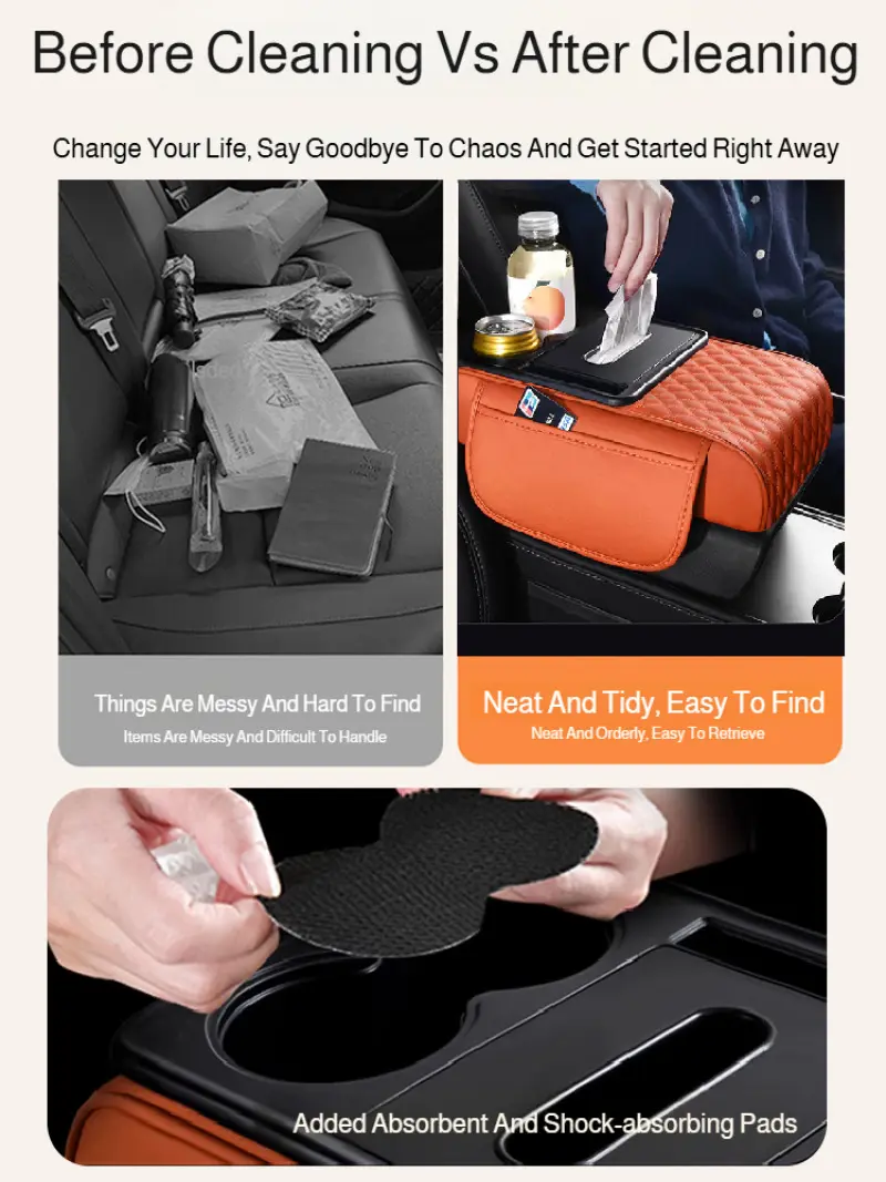 New upgraded car armrest box pad five-in-one armrest box pad mat car storage paper box armrest box pad set