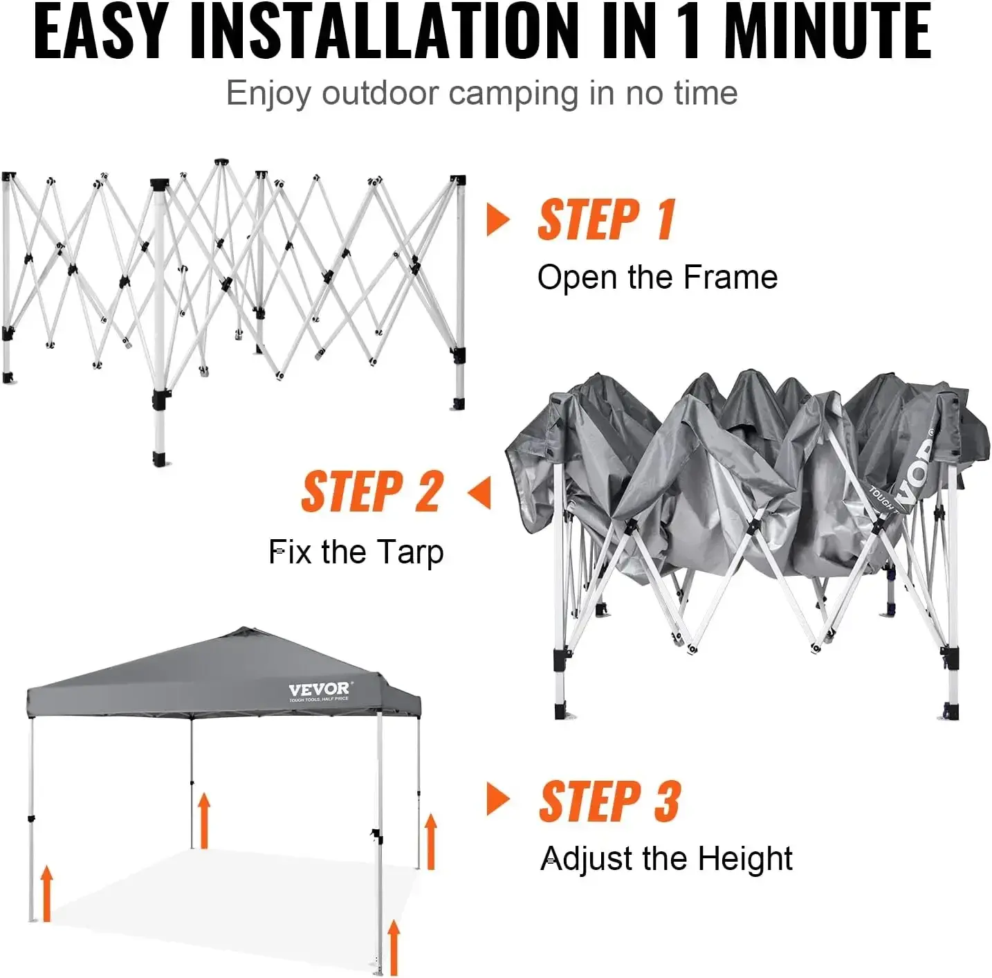 Pop Up Canopy Tent, 10 x10 ft,250 D PU Silver Coated Tarp, with Portable Roller Bag and 4 Sandbags, Waterproof and Sun Shelter