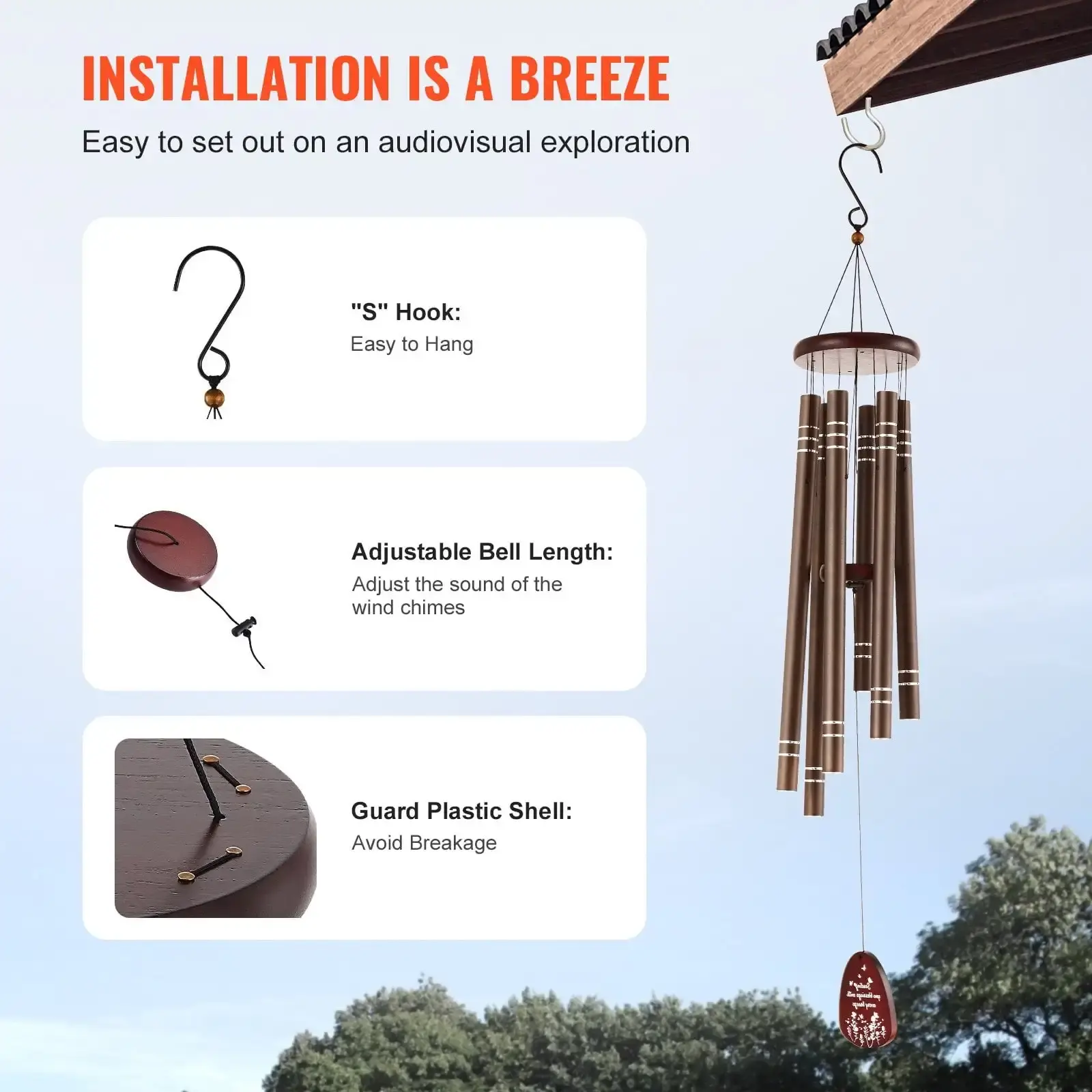 Wind Chimes for Outside 42-Inch Aluminum Memorial Deep Tone Wind Chimes