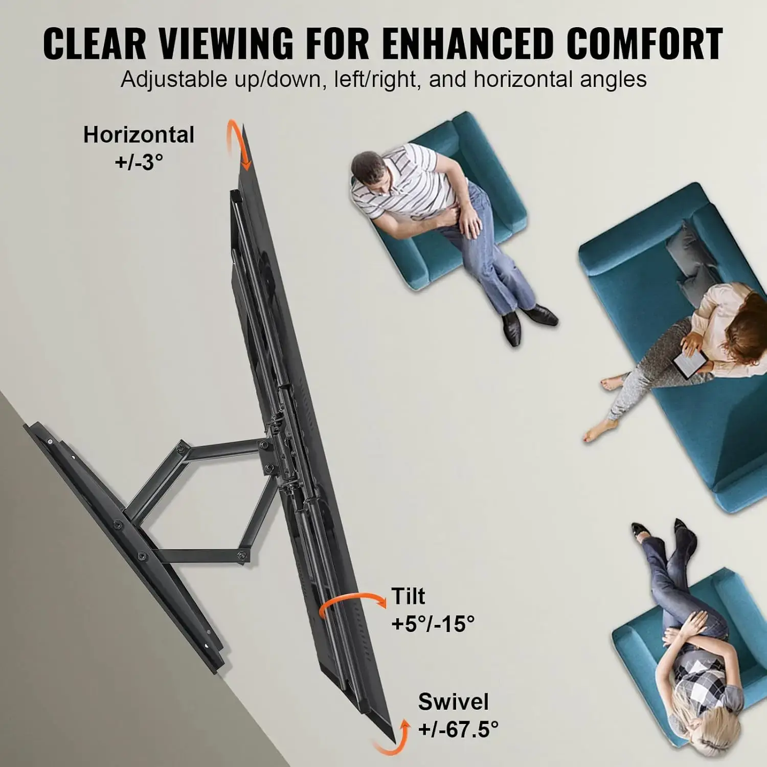 Full Motion TV Mount Fits for Most 37-75 inch TVs,Swivel Tilt Horizontal Adjustment TV Wall Mount Bracket with 4 Articulating