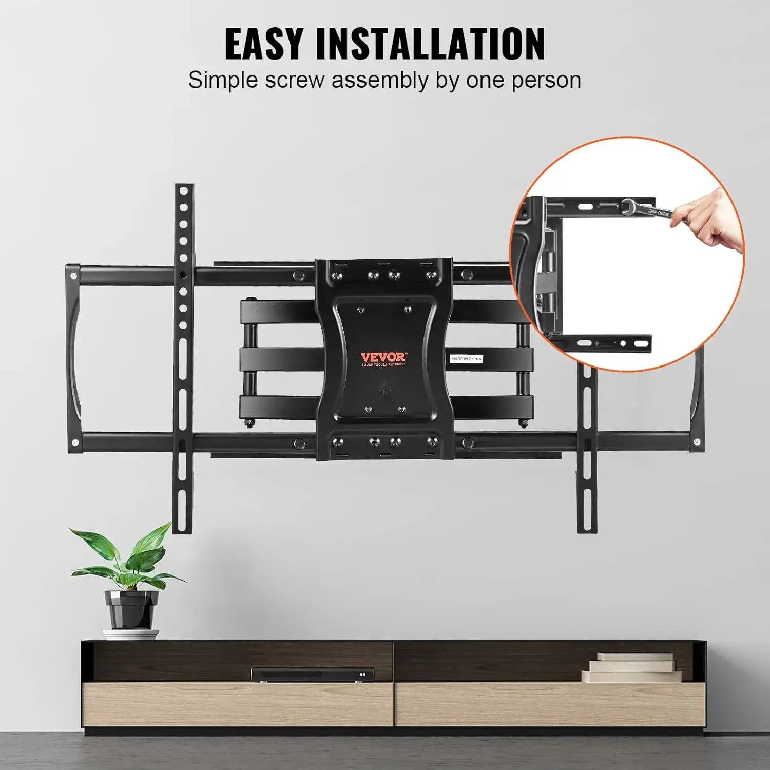 Full Motion TV Mount Fits for Most 37-75 inch TVs,Swivel Tilt Horizontal Adjustment TV Wall Mount Bracket with 4 Articulating