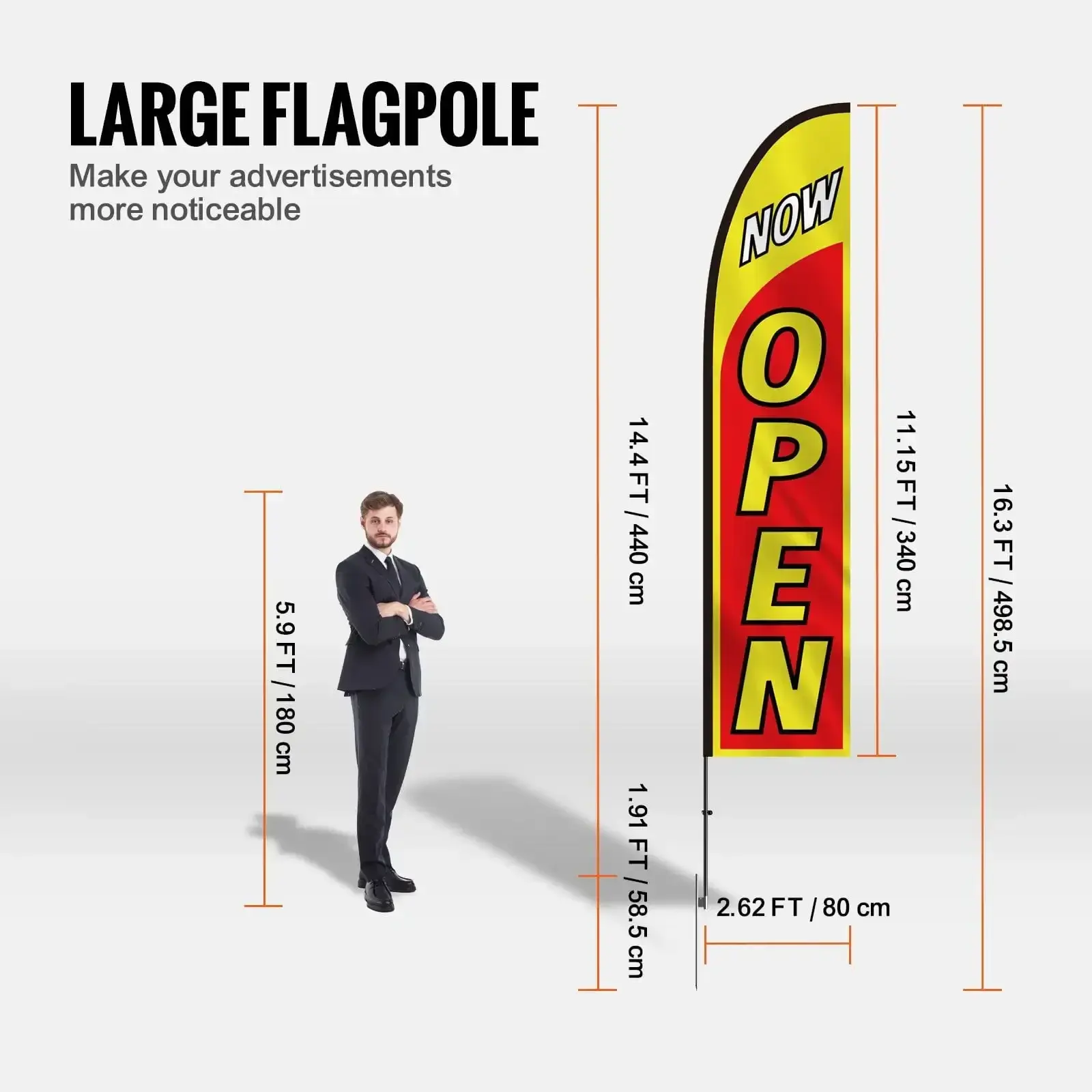 Open Flags for Business Advertising Flags and Poles for Outside 16.3 FT