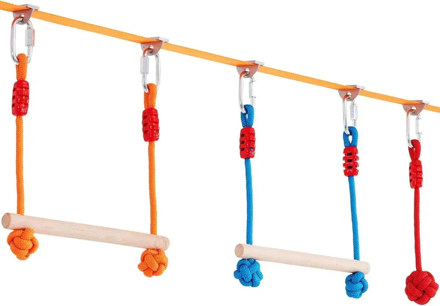 Ninja Warrior Obstacle Course for Kids, 2 x 60 ft Weatherproof Slacklines, 500lbs Weight Capacity Monkey Line