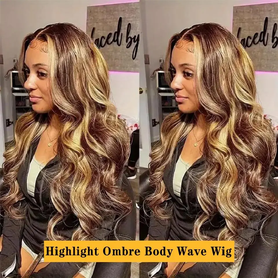P4/27 Highlight Wig Human Hair 360 Full Lace Wig  Pre Plucked Colored Body Wave Human Hair Wigs For Black Women On Sale