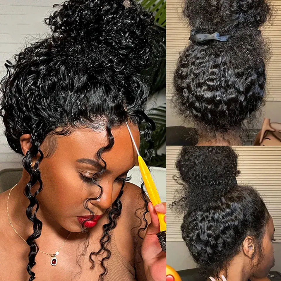 30 Inch Deep Wave Frontal Wigs Human Hair For Women 250% Density Curly Human Hair Wigs 360 HD Full Lace Front Water Wave Wigs