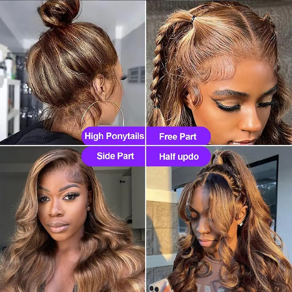 P4/27 Highlight Wig Human Hair 360 Full Lace Wig  Pre Plucked Colored Body Wave Human Hair Wigs For Black Women On Sale