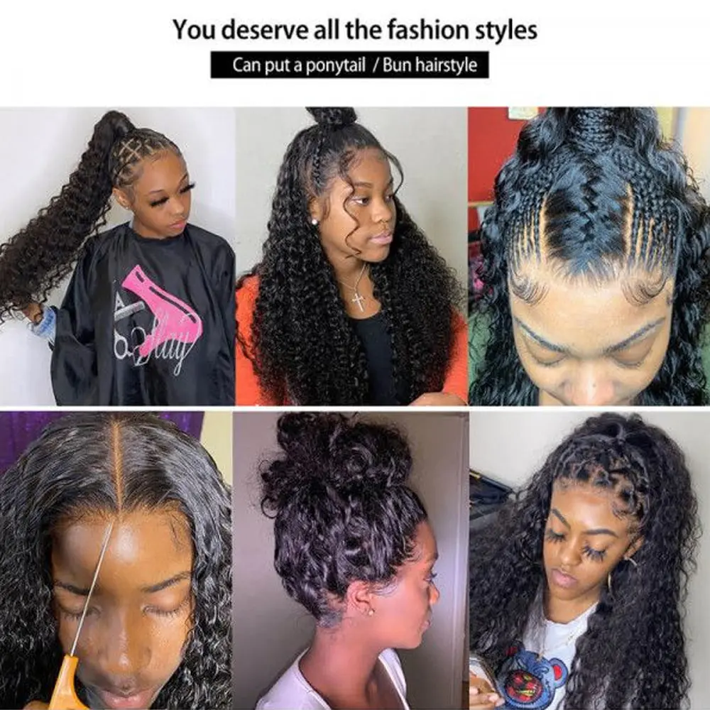 30 Inch Deep Wave Frontal Wigs Human Hair For Women 250% Density Curly Human Hair Wigs 360 HD Full Lace Front Water Wave Wigs