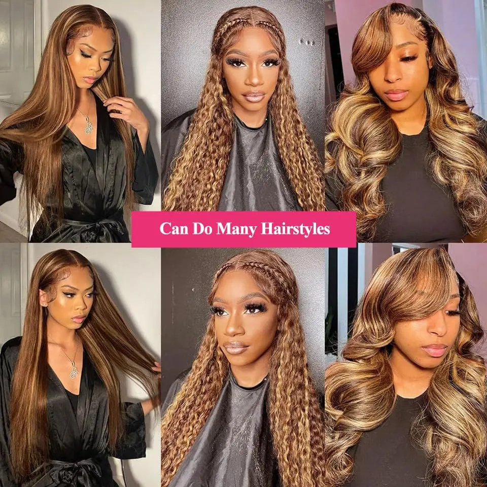P4/27 Highlight Wig Human Hair 360 Full Lace Wig  Pre Plucked Colored Body Wave Human Hair Wigs For Black Women On Sale