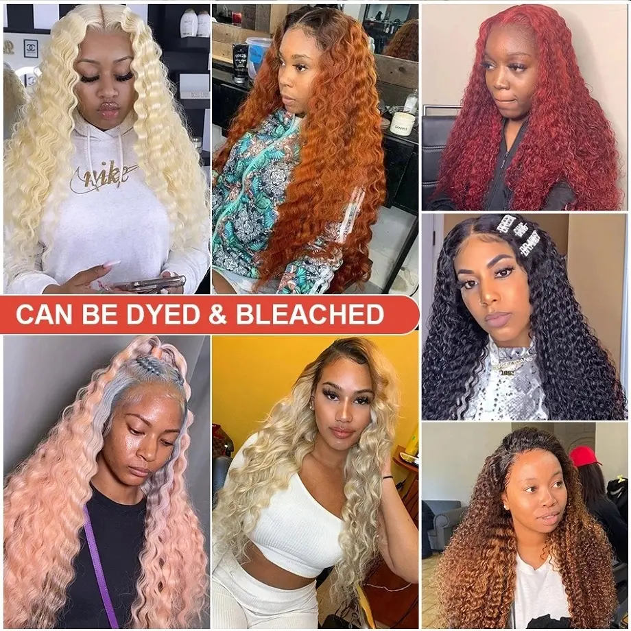 30 Inch Deep Wave Frontal Wigs Human Hair For Women 250% Density Curly Human Hair Wigs 360 HD Full Lace Front Water Wave Wigs