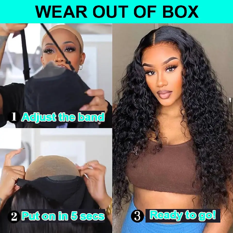 Wear And Go Glueless Human Hair Wig  360 13x4 Curly Wigs 5x5 Glueless Wig Human Hair Ready To Wear Deep Wave Wig Preplucked