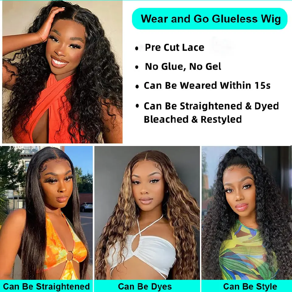 Wear And Go Glueless Human Hair Wig  360 13x4 Curly Wigs 5x5 Glueless Wig Human Hair Ready To Wear Deep Wave Wig Preplucked