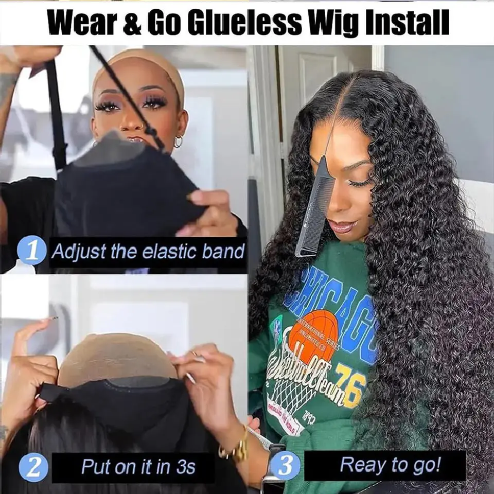 5x5 Glueless Wig Human Hair Ready to Wear HD Transparent Water Wave Human Hair Wig Pre Plucked Curly Human Hair Wigs On Sale