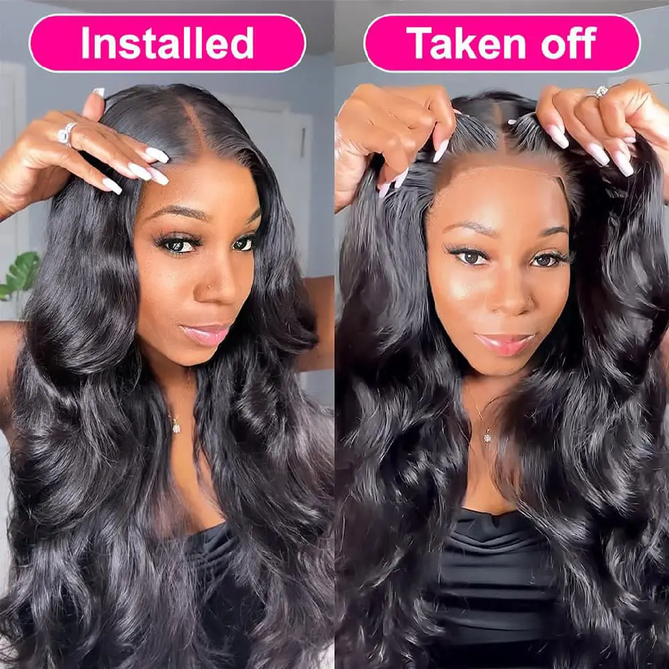 Glueless Wigs Human Hair Ready To Wear Body Wave Human Hair Wigs Pre Cut Lace Wear And Go Wig 5X5 Lace Closure Wig