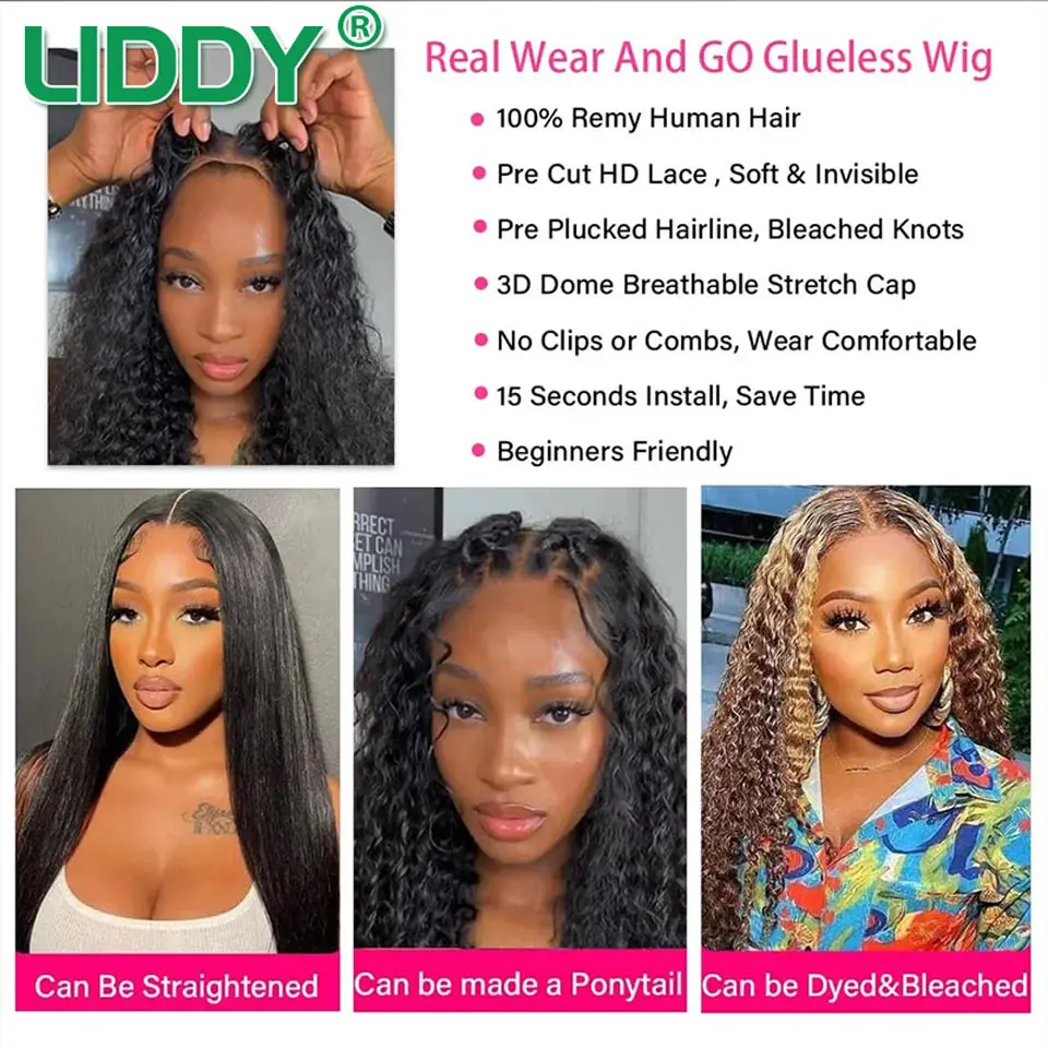 5x5 Glueless Wig Human Hair Ready to Wear HD Transparent Water Wave Human Hair Wig Pre Plucked Curly Human Hair Wigs On Sale