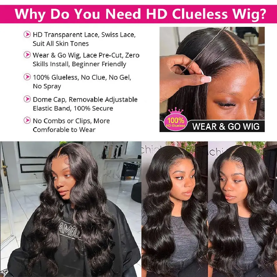Body Wave Glueless Wigs Human Hair  Lace Front Wig Ready to Wear 5x5 Glueless Body Wave Lace Closure Wig Human Hair Wig On Sale