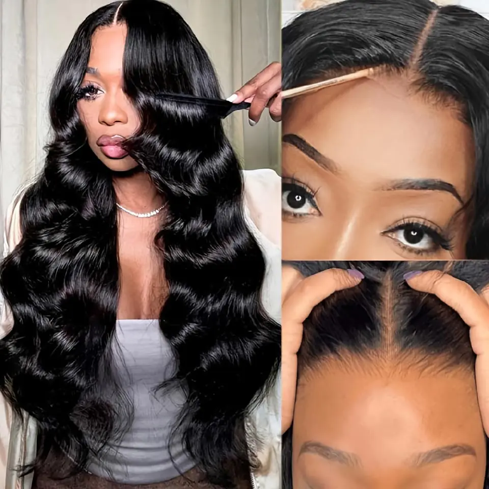 Glueless Wig Human Hair Ready To Wear Body Wave Human Hair Wigs Preplucked 30 Inch Pre Cut Lace 5x5 Transparent Closure Wig