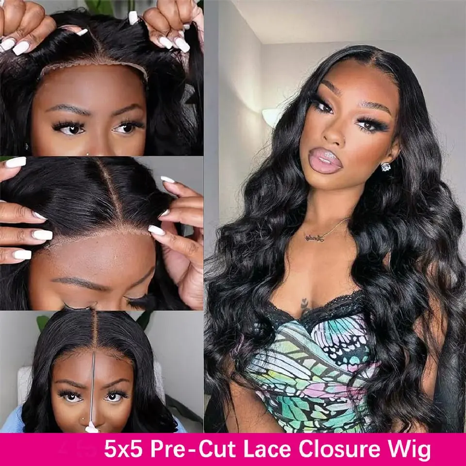 Body Wave Glueless Wigs Human Hair Brazilian 5x5 Pre cut Closure Wig 13x4 13x6 360 HD Lace Frontal Wig Body Wave Human Hair Wigs