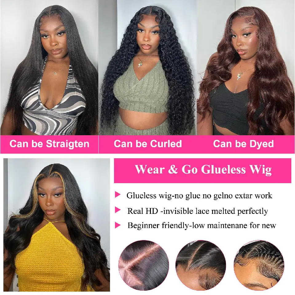 Glueless Wig Human Hair Ready To Wear 5x5 Hd Lace Closure Wig  Glueless Body Wave Human Hair Wigs for Women Lace Frontal Wigs