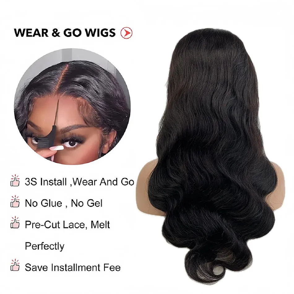 Glueless Wig Human Hair Ready To wear Pre Cut Pre Plucked 5x5 Hd Transparent Brazilian Body Wave Human Hair Wigs On Sale
